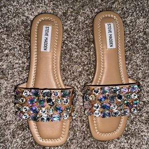 Steve Madden-Nude and Iridescent Flats-Size 8
